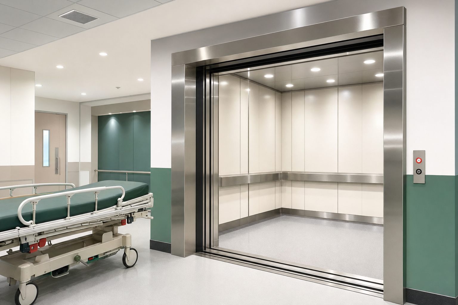 Hospital corridor for bed lift use