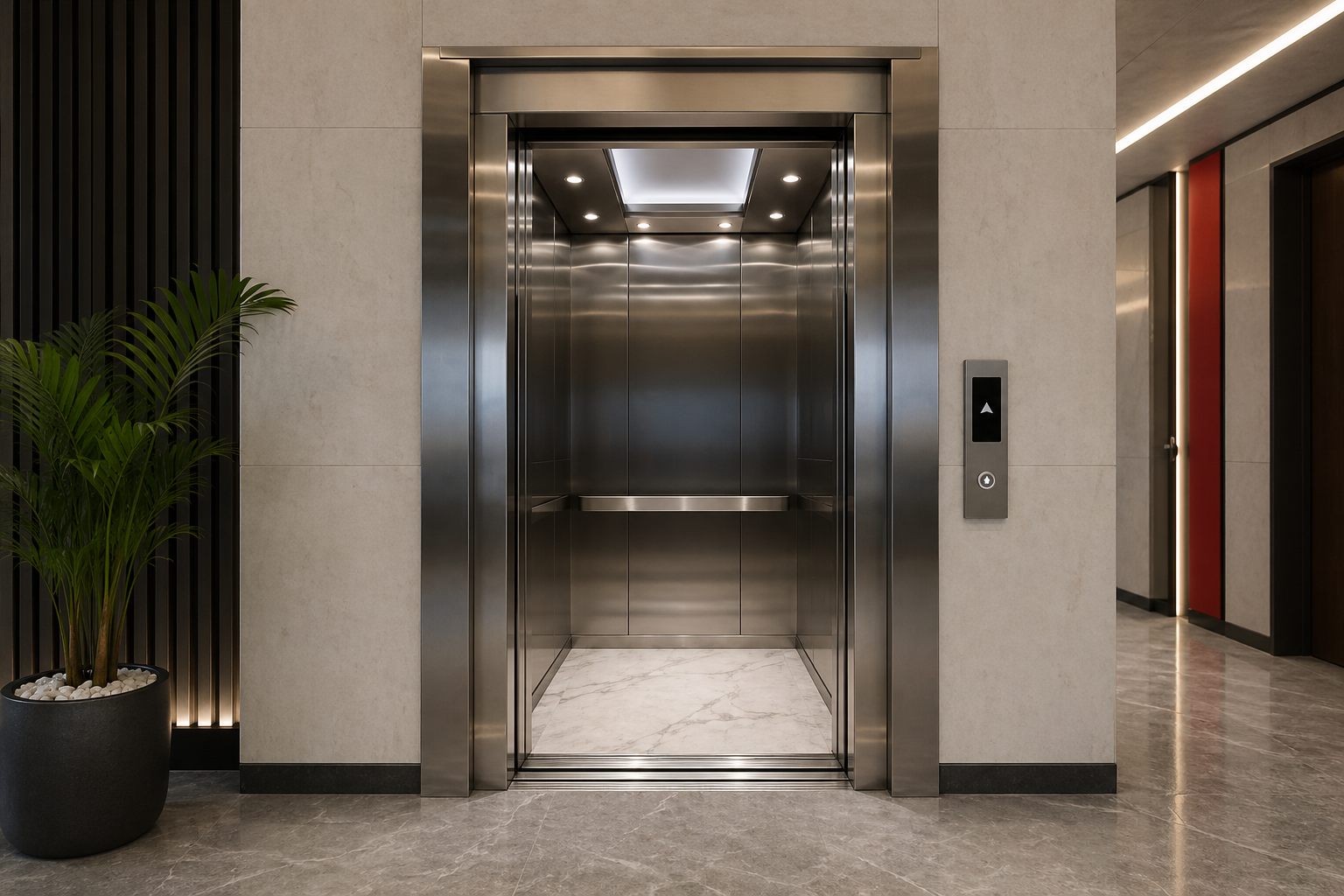 Passenger lift in a modern office building